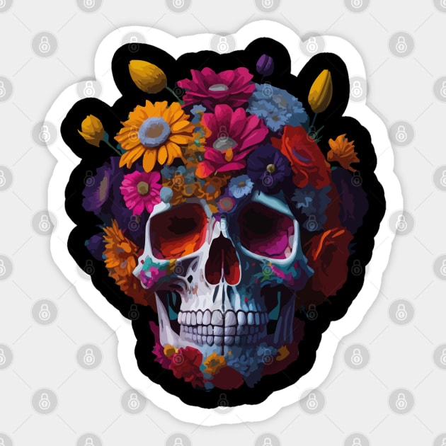 Bloom Skull - Colorful Funny Skull Sticker by SARKAR3.0